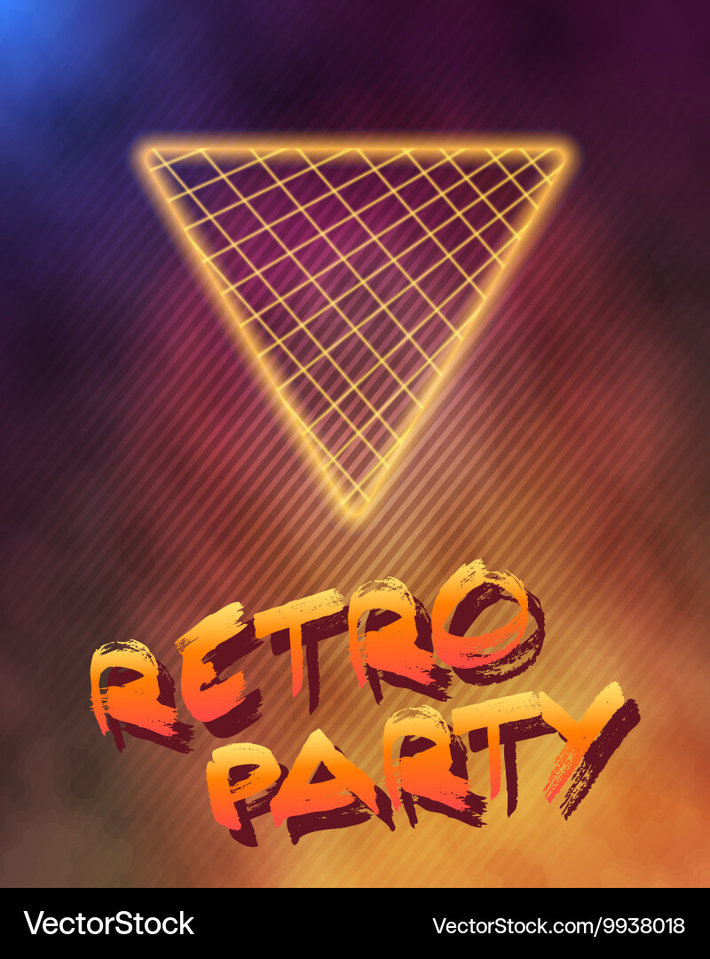 Neon style triangle techno background outer space vector image