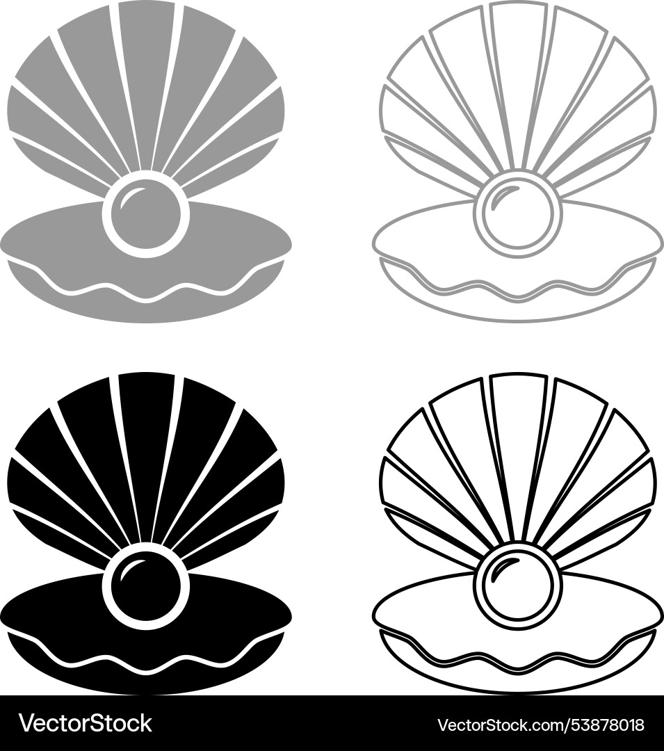 Pearl in seashell shell with pearlized inside Vector Image