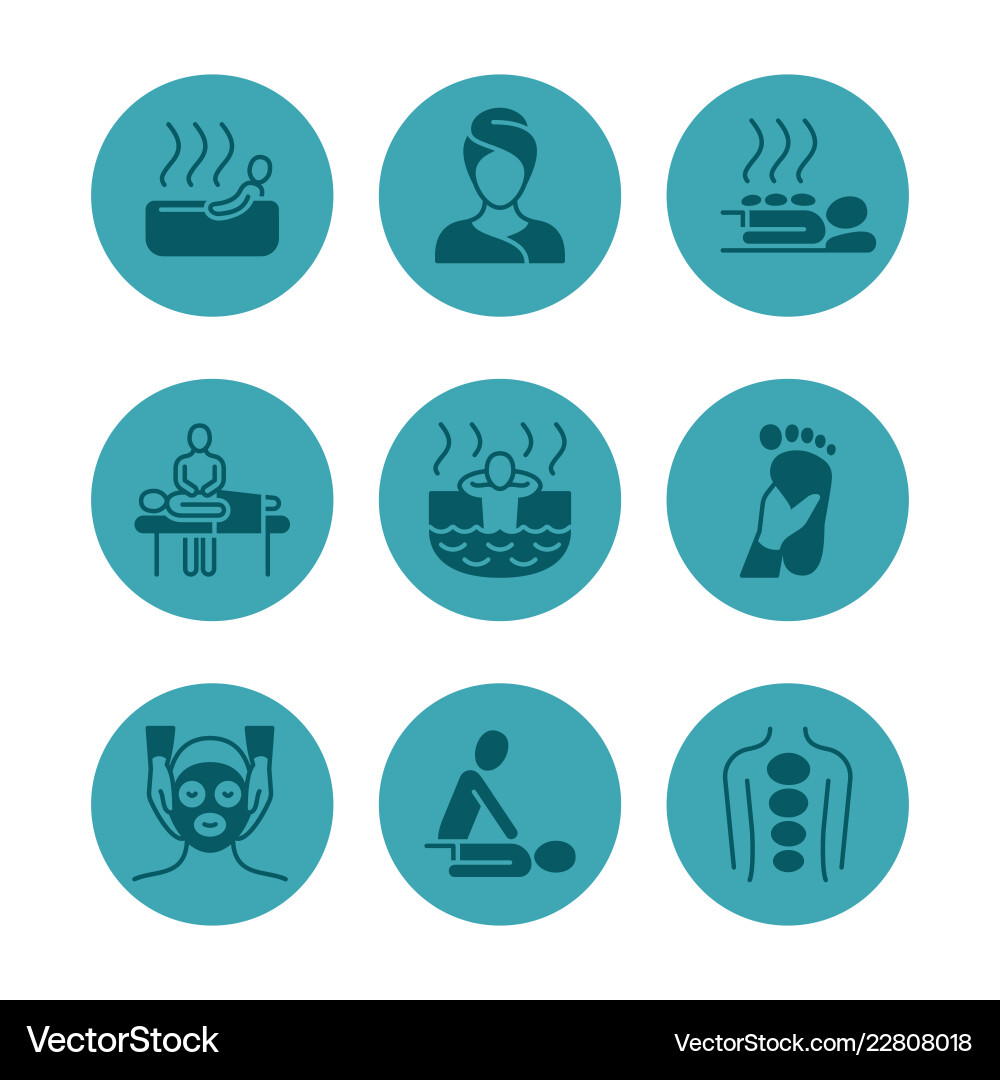 Relax massage office spa center icons vector image