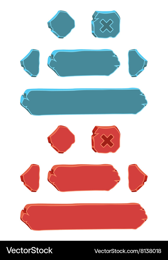 Set of cartoon buttons gui elements Vector Image
