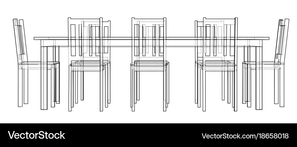 Table with chairs rendering of 3d Vector Image