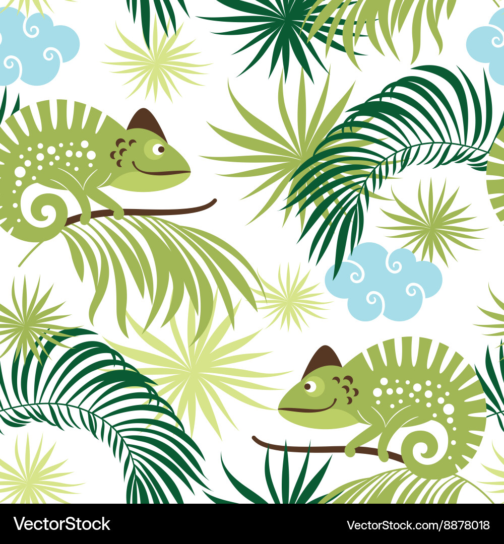 Tropical Chameleon Pattern Vector Image