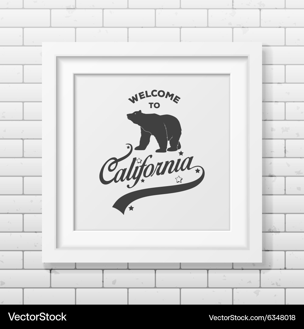 Typographical background in realistic square frame vector image