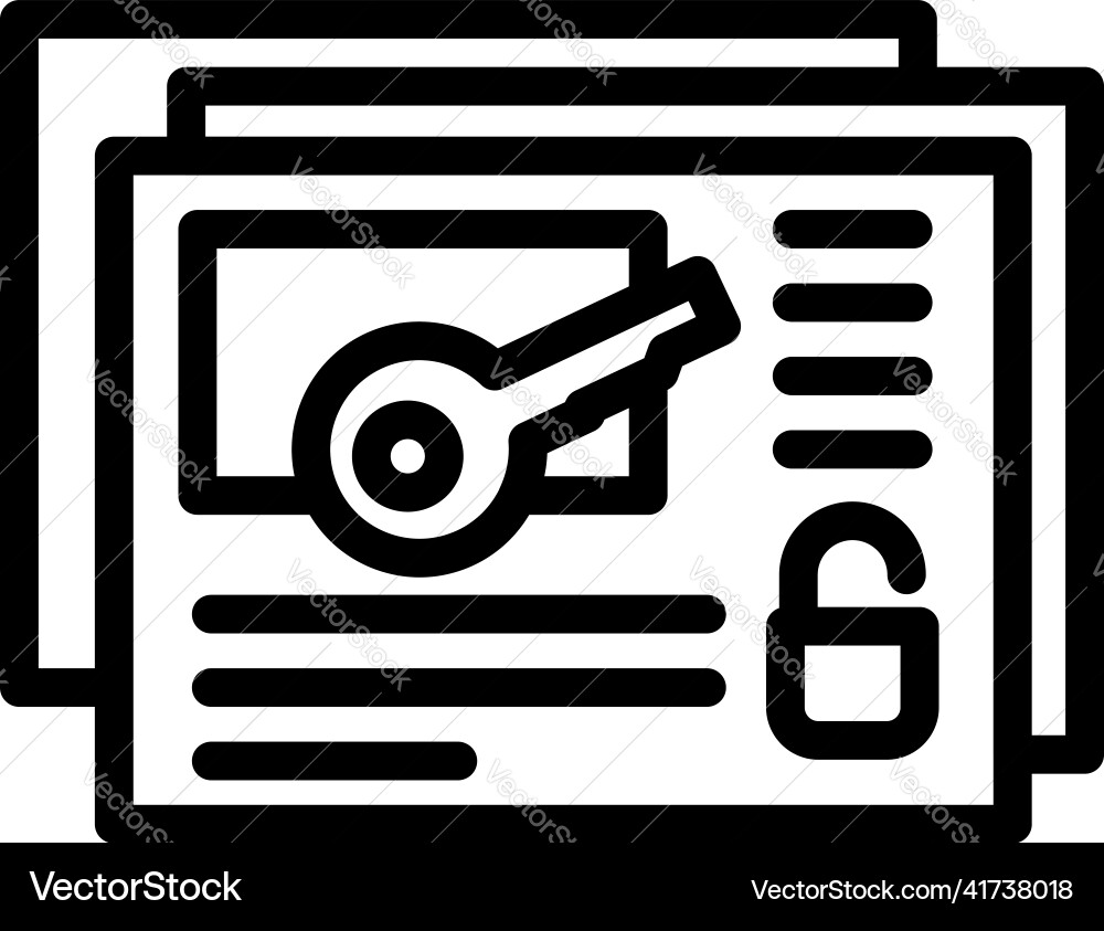 Web privacy key icon outline data secure Web privacy key icon outline data secure vector image
