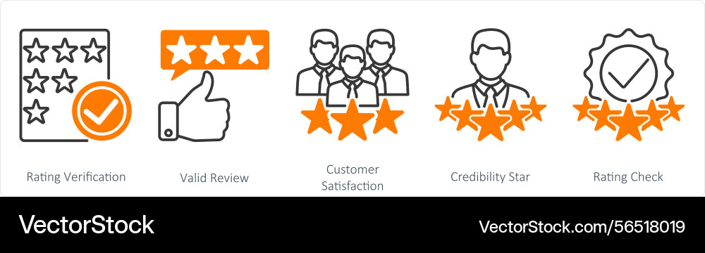 A set of 5 survey and rating icons vector image