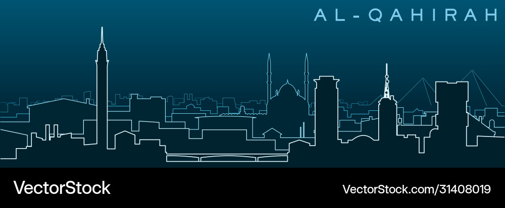 Cairo multiple lines skyline and landmarks Vector Image