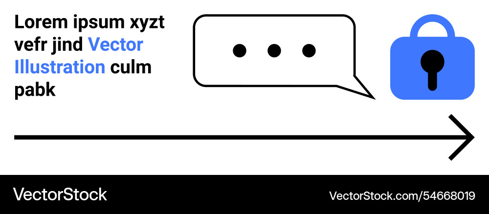 Data encryption concept with chat bubble and lock vector image