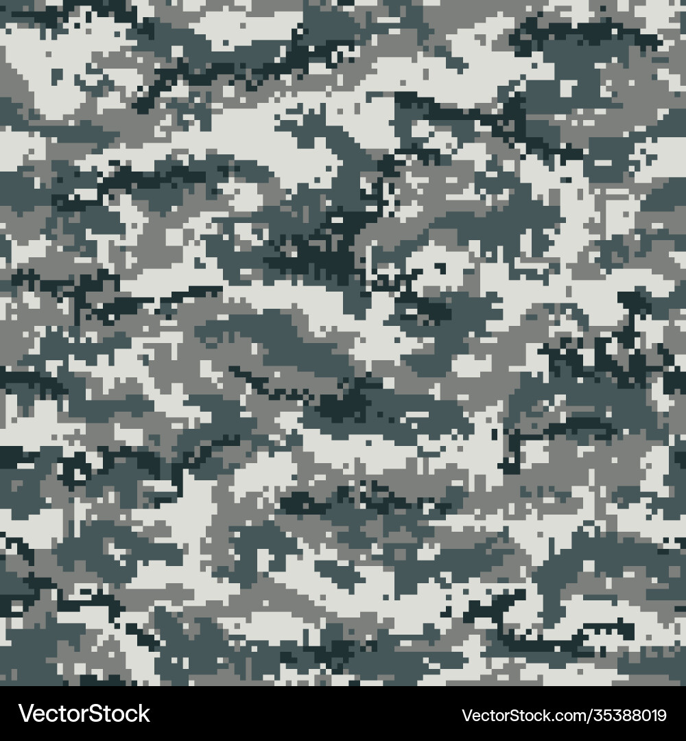 Digital camouflage seamless pattern pixel gray Vector Image