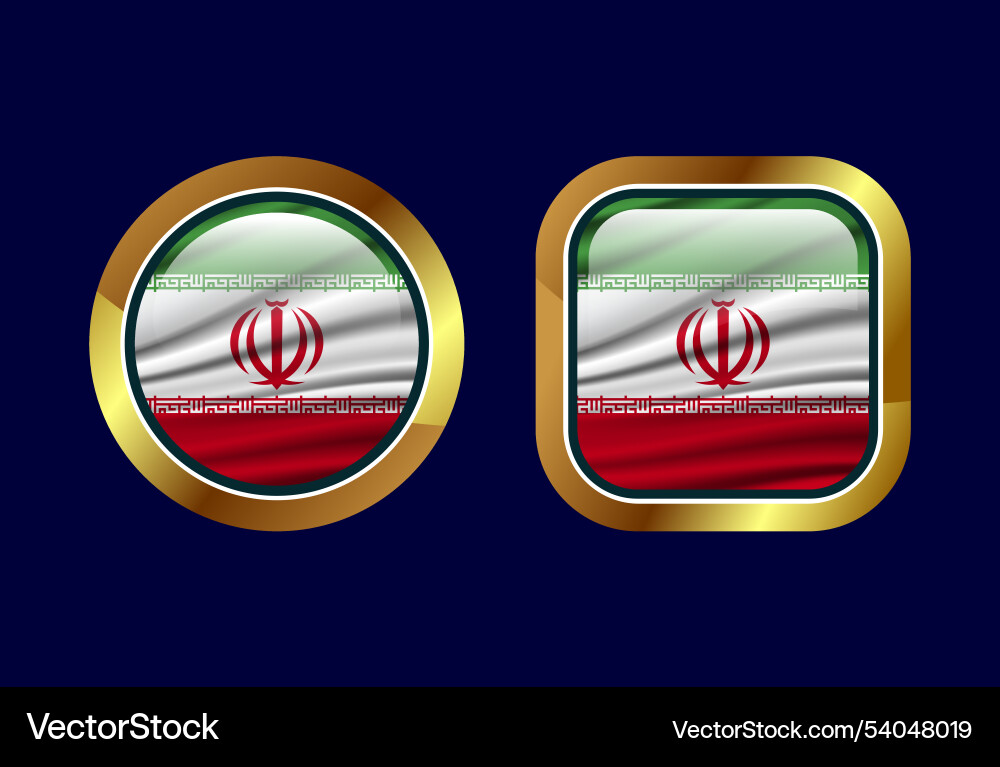 Glossy flag button of iran high quality web Vector Image