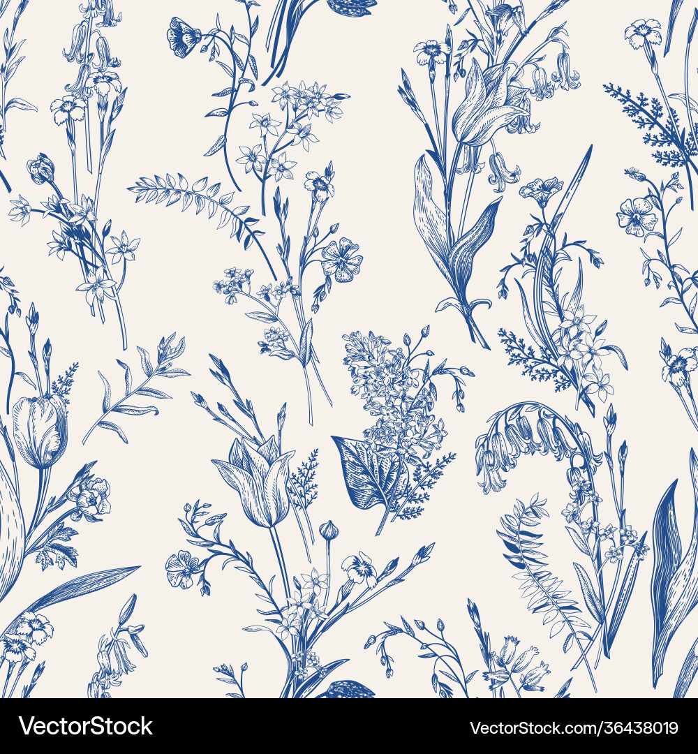 Herbal Botanical Seamless Pattern Royalty Free Vector Image