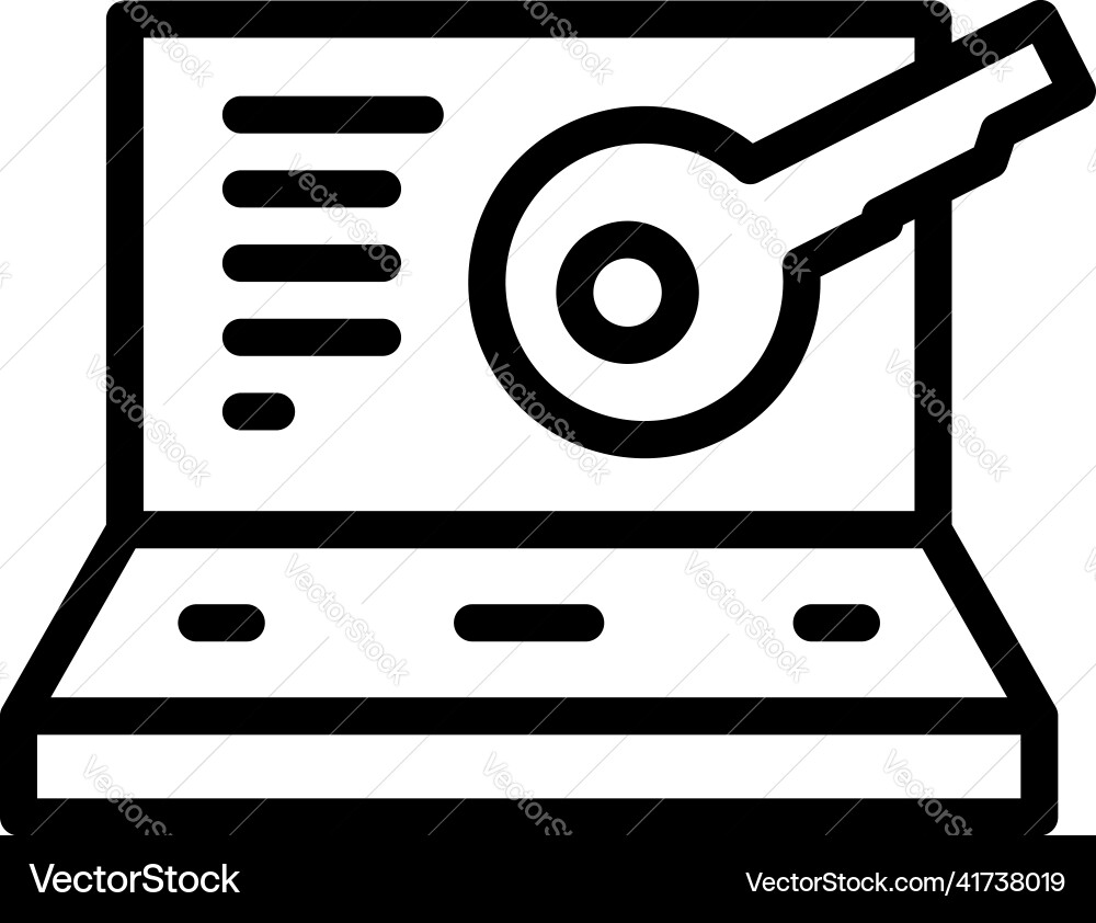 Laptop key login icon outline data secure vector image