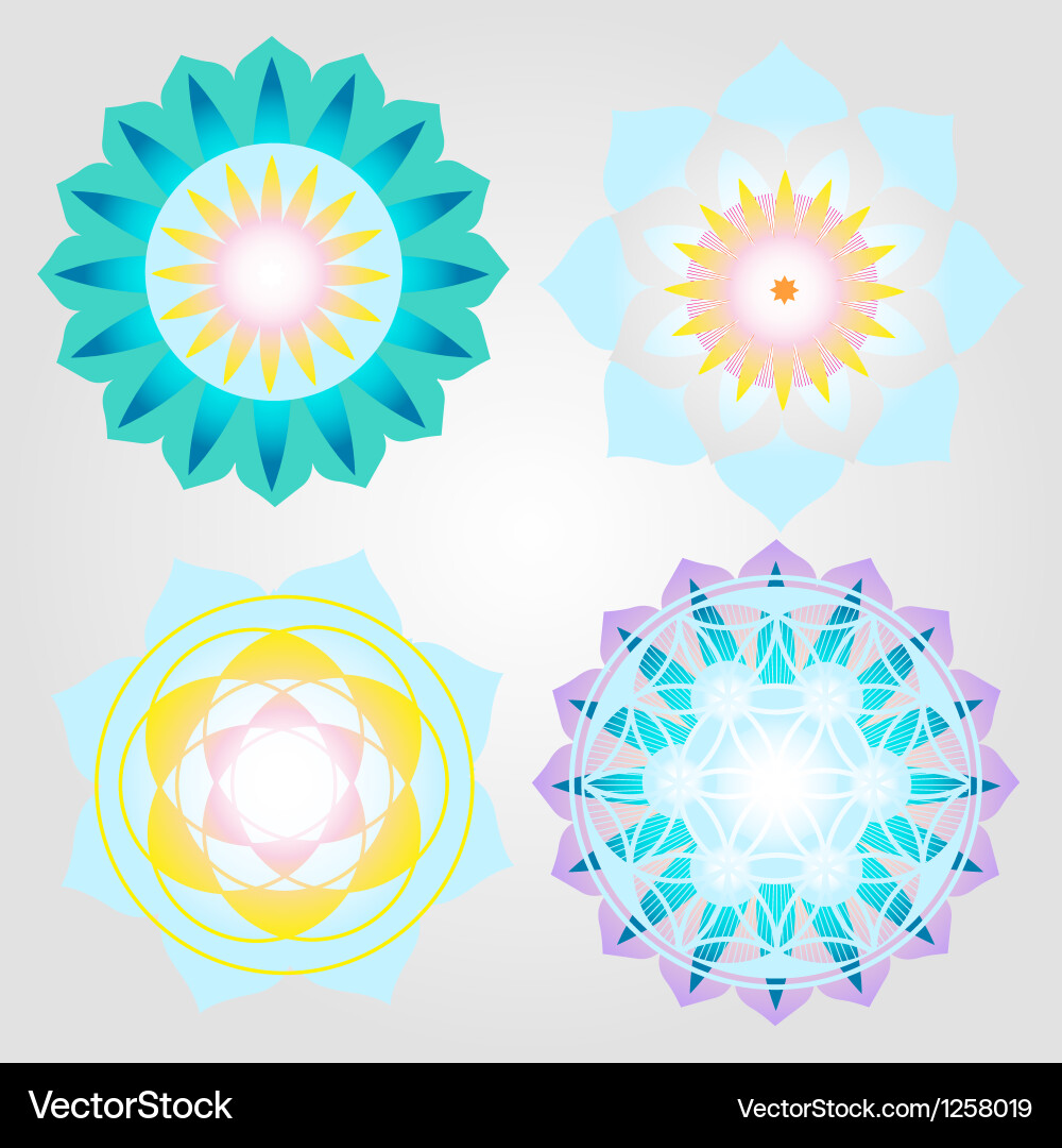 Mini mandalas icons set Vector Image