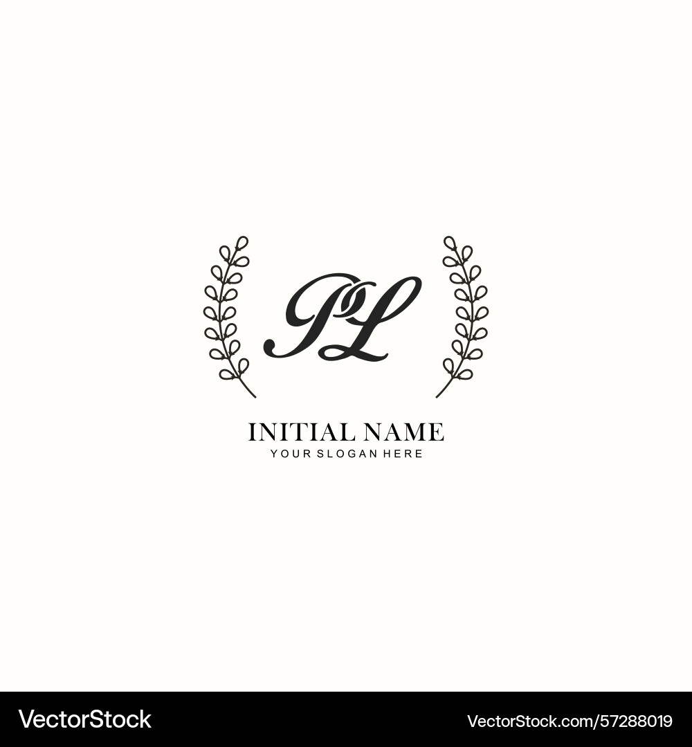 Pl initial logo templates with botanical elements Vector Image