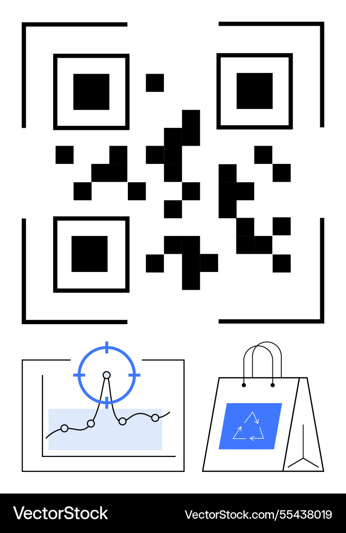 Qr code with analytics graph and eco-friendly Qr code with analytics graph and eco-friendly vector image
