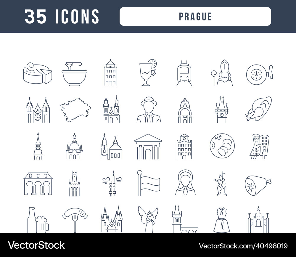 Set of linear icons prague vector image