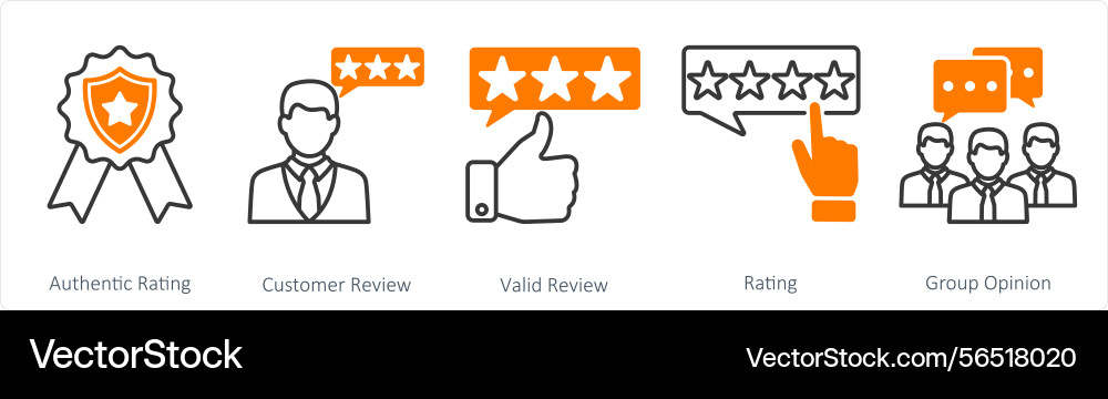 A set of 5 survey and rating icons as authentic vector image