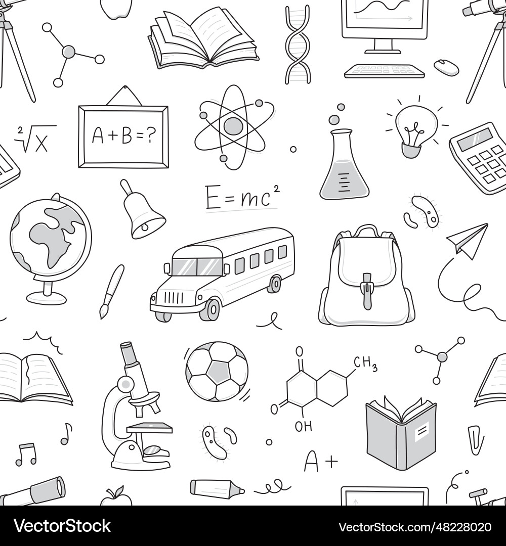 Back to school seamless pattern background hand Back to school seamless pattern background hand vector image