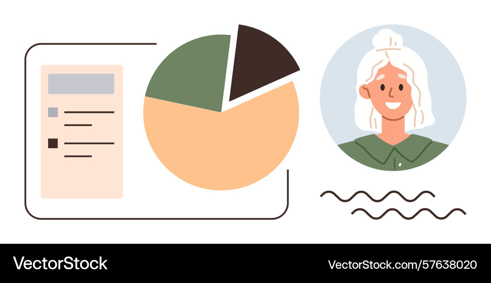 Data analysis with pie chart and user profile vector image