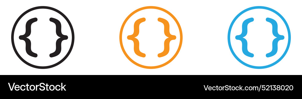 Font brackets logo set collection for web app ui vector image