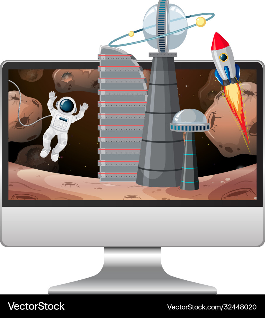 Galaxy background on computer screen Galaxy background on computer screen vector image