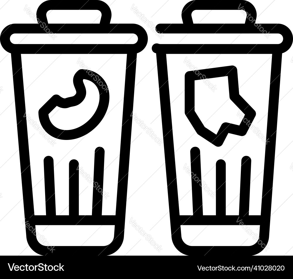 Garbage container icon outline trash bag vector image
