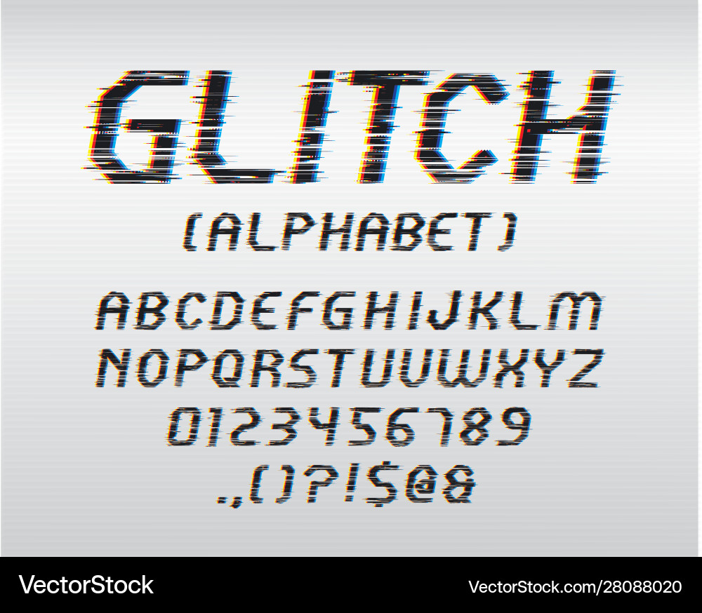 Glitch Font Display vector image