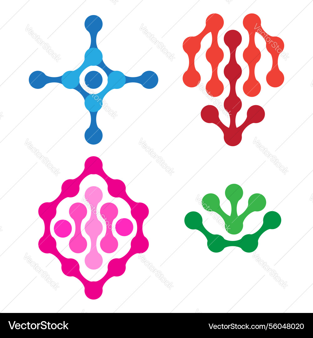 Metaball connect dot set molecule chain circle vector image