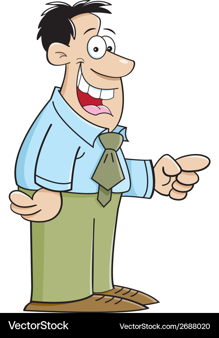 Smiling Man with Tie Pointing vector image