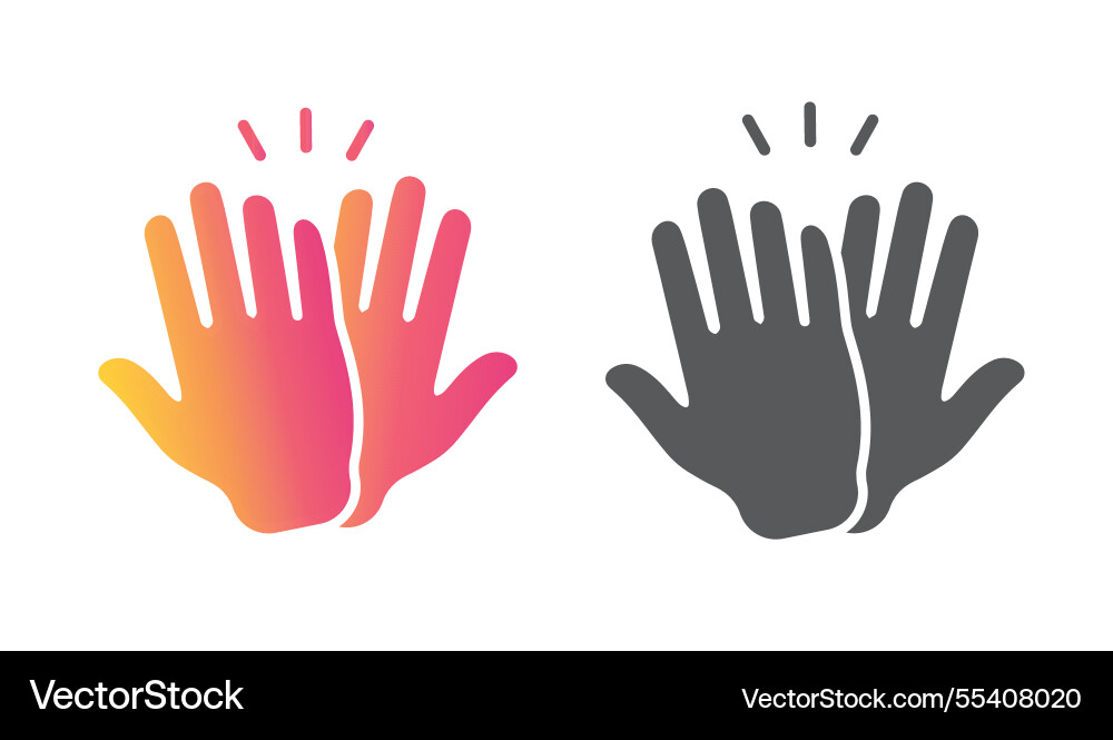 Two hands giving five clapping palms icon Two hands giving five clapping palms icon vector image