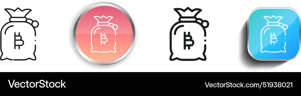 Bitcoin icon thin linear regular and button style Bitcoin icon thin linear regular and button style Vector Image