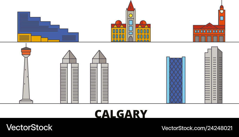 Canada calgary flat landmarks Canada calgary flat landmarks vector image