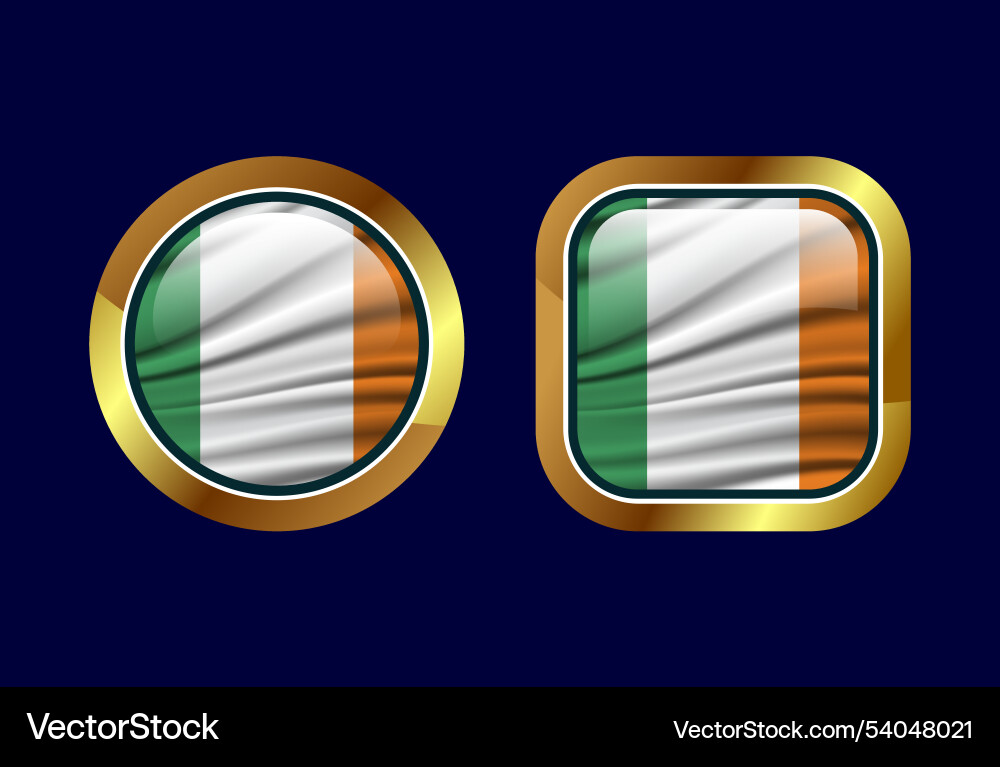 Glossy flag button of ireland high quality web Vector Image