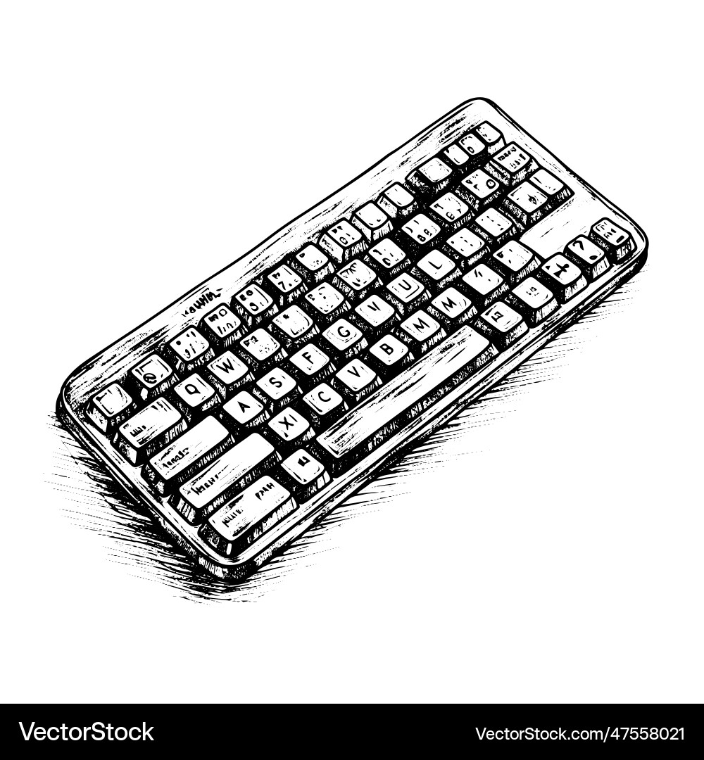 Keyboard drawing isolated hand drawn engraved Keyboard drawing isolated hand drawn engraved vector image