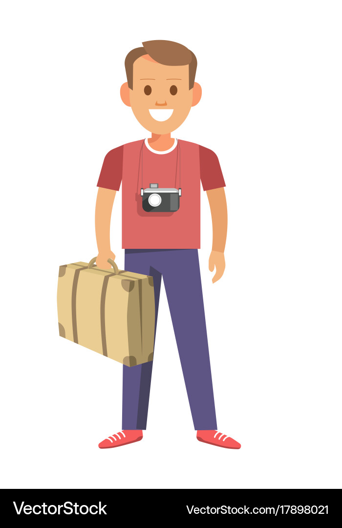 Man with Camera and Suitcase Vector Image