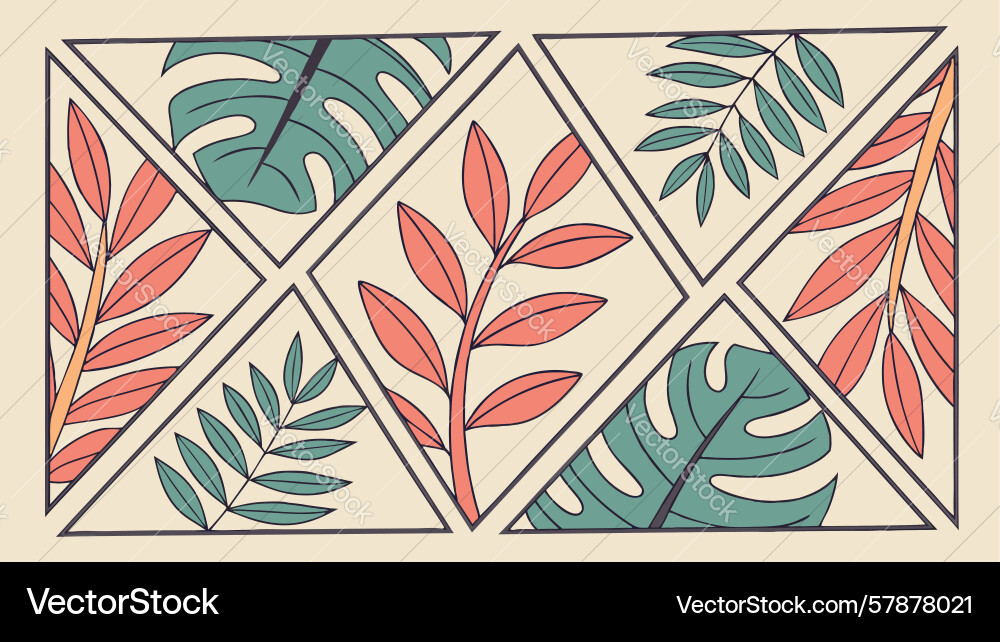 Modern geometric leaf pattern with diagonal Vector Image