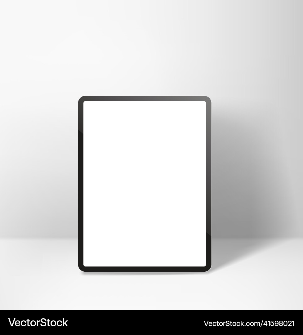 Modern tablet computer with blank screen 3d mockup vector image