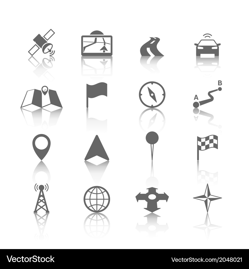 Navigation Icon Set - Maps & Routes vector image