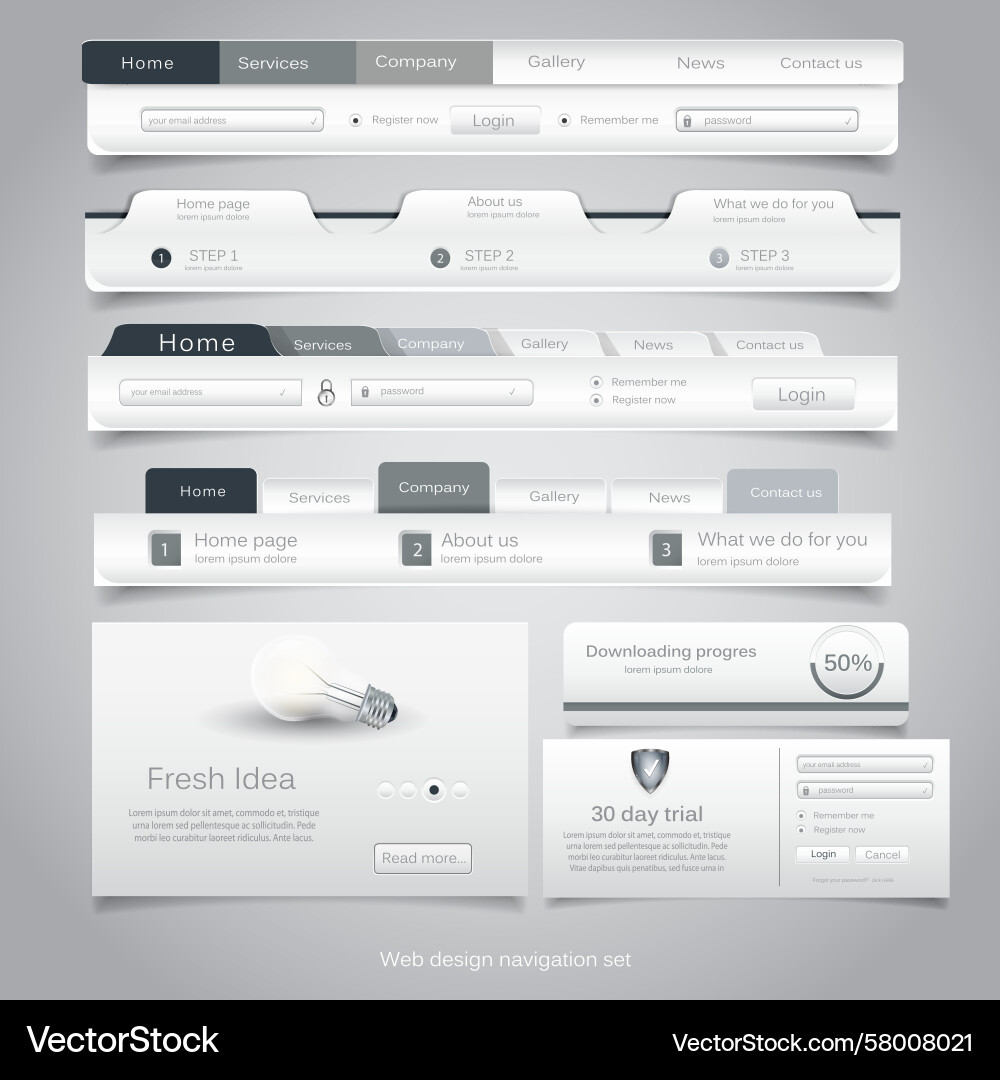 Navigation Icons Set Vector Image