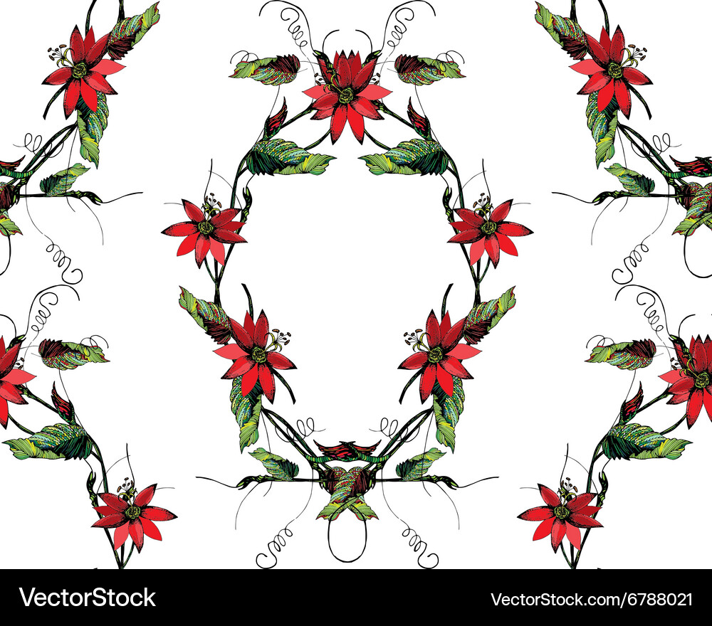 Passiflora frame pattern Vector Image