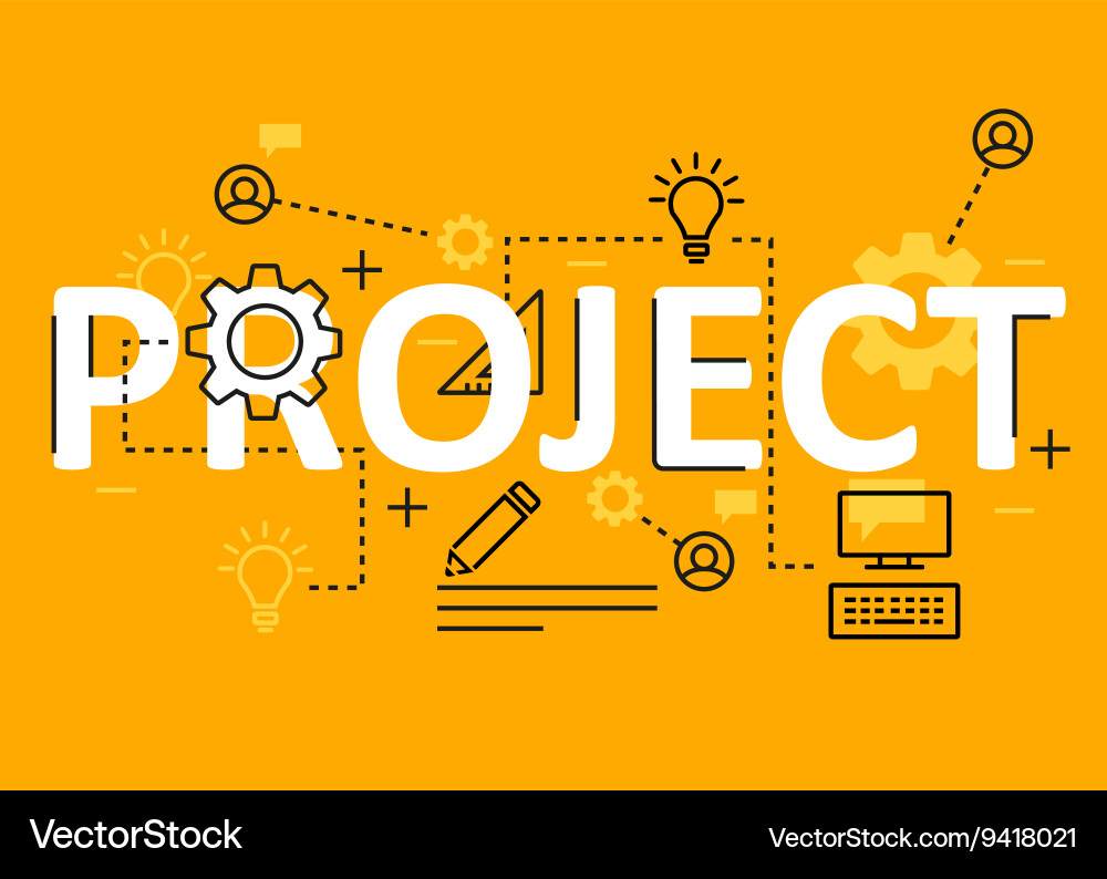 Project concept flat line design with icons Vector Image