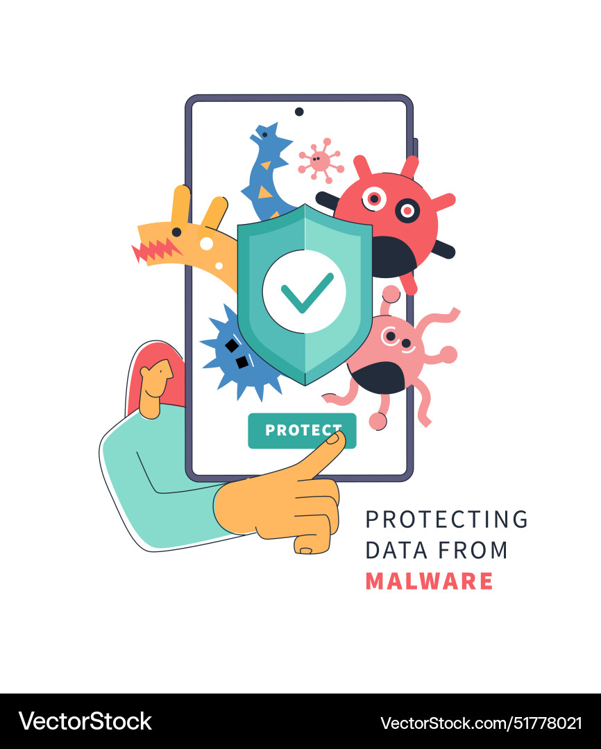 Protecting data from malware - flat Protecting data from malware - flat vector image