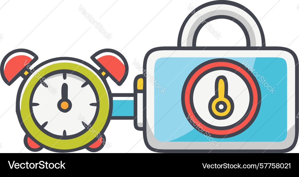 Secure time access icon alarm system integration vector image