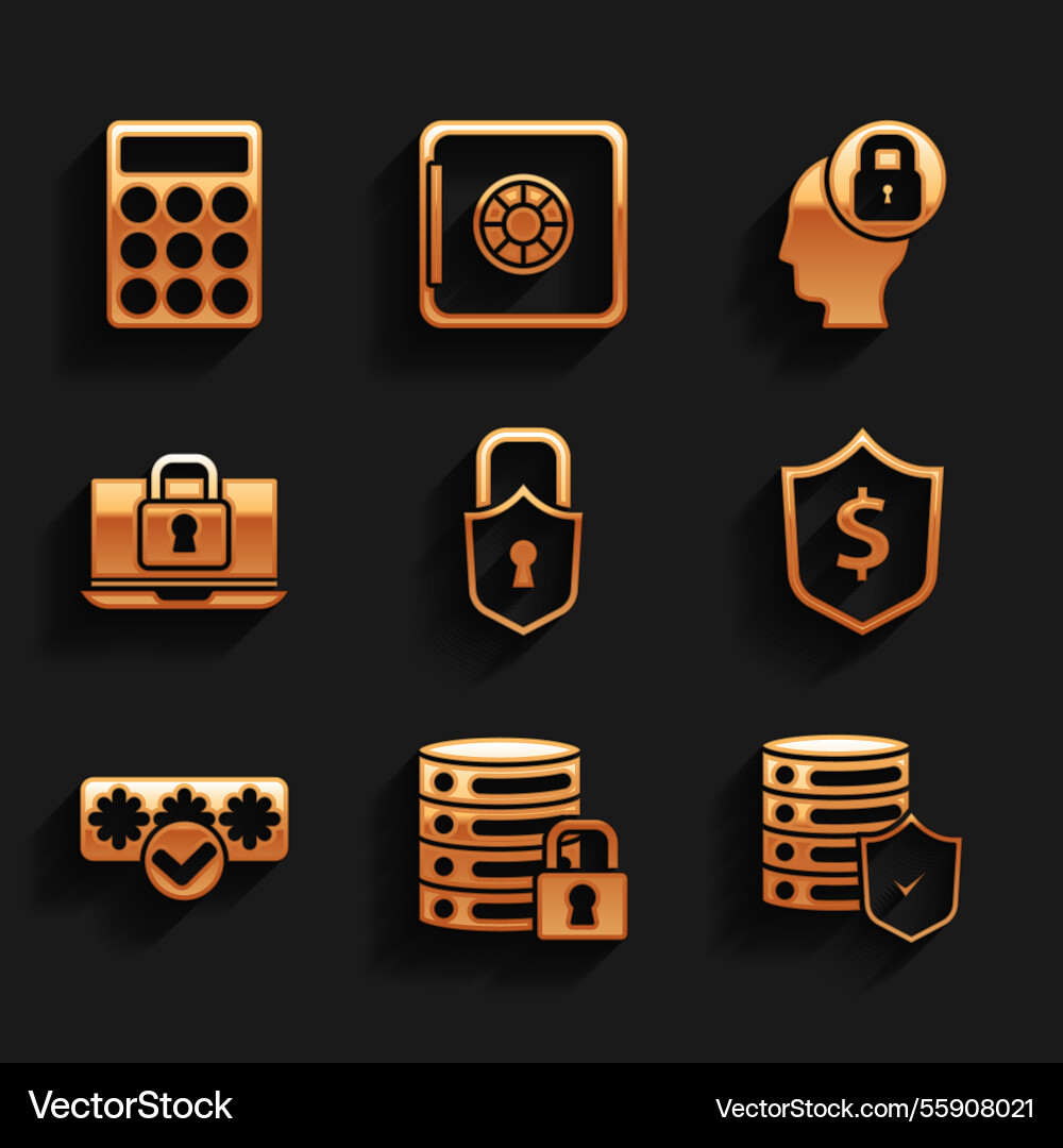 Set lock server security with shield Set lock server security with shield vector image