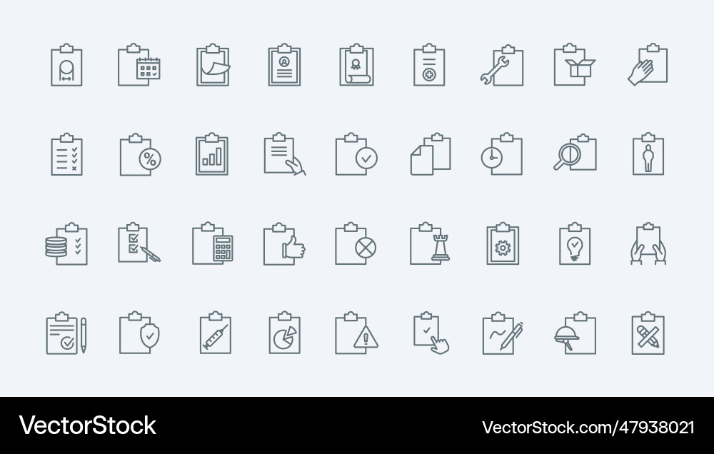Task & Document Icons - Line Art vector image