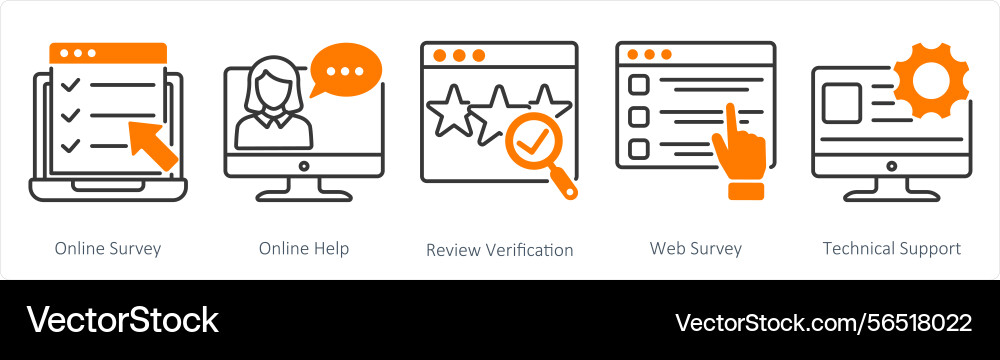 A set of 5 survey and rating icons as online Vector Image