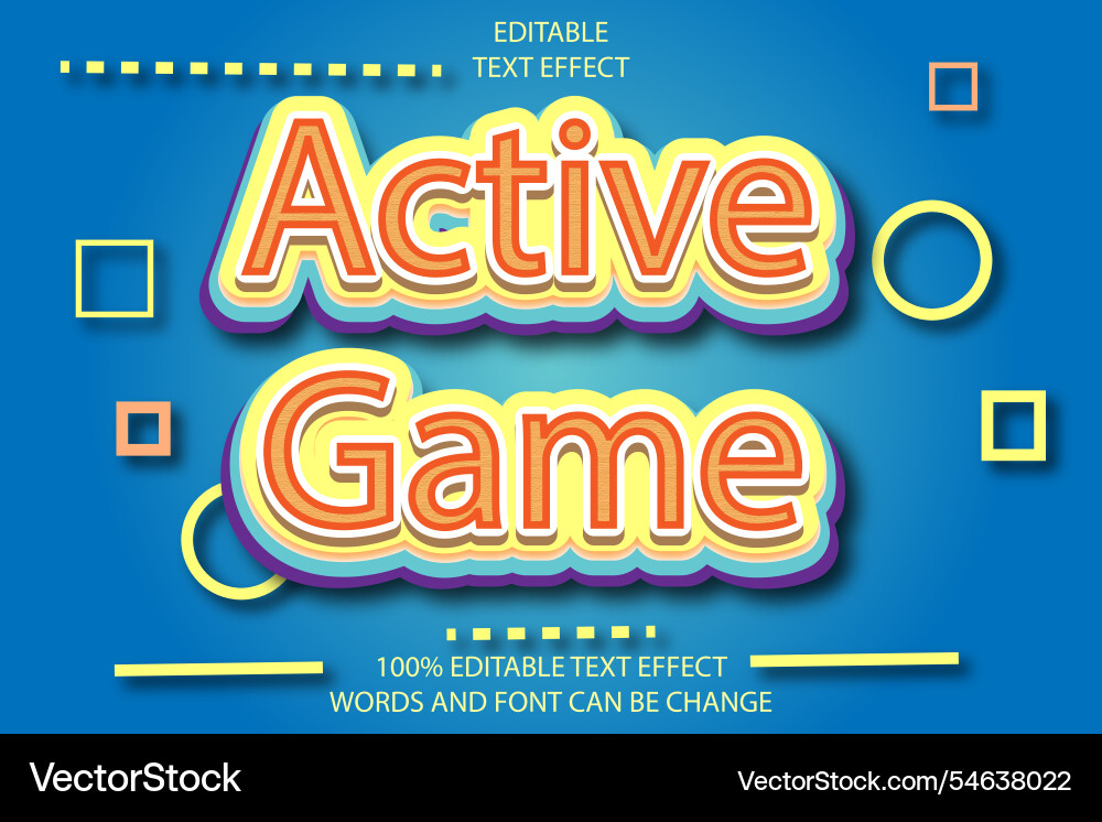 Active game editable text effect 3d emboss Active game editable text effect 3d emboss vector image