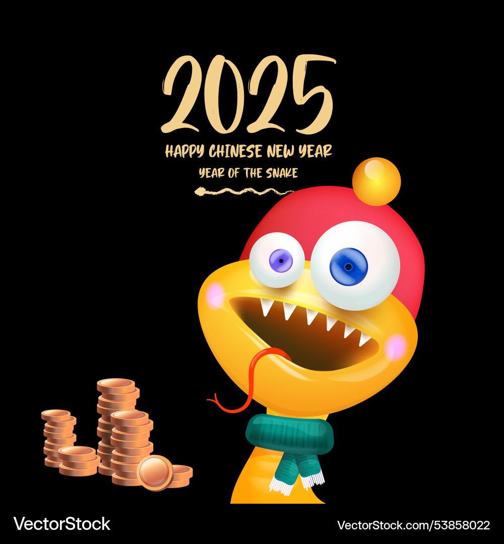 Cartoon happy chinese new year 2025 Cartoon happy chinese new year 2025 vector image