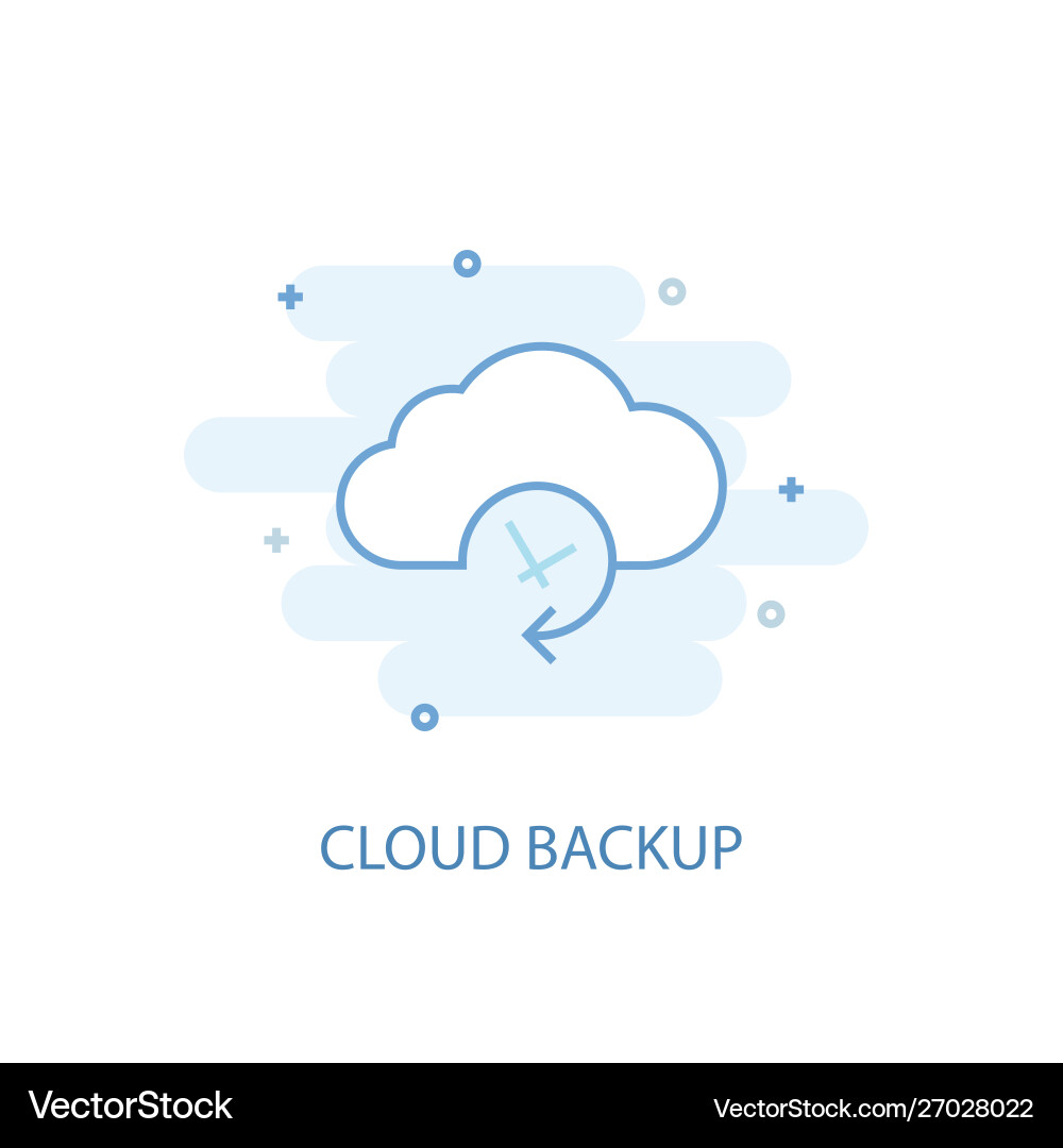 Cloud Backup Icon - Simple Line Art Vector Image