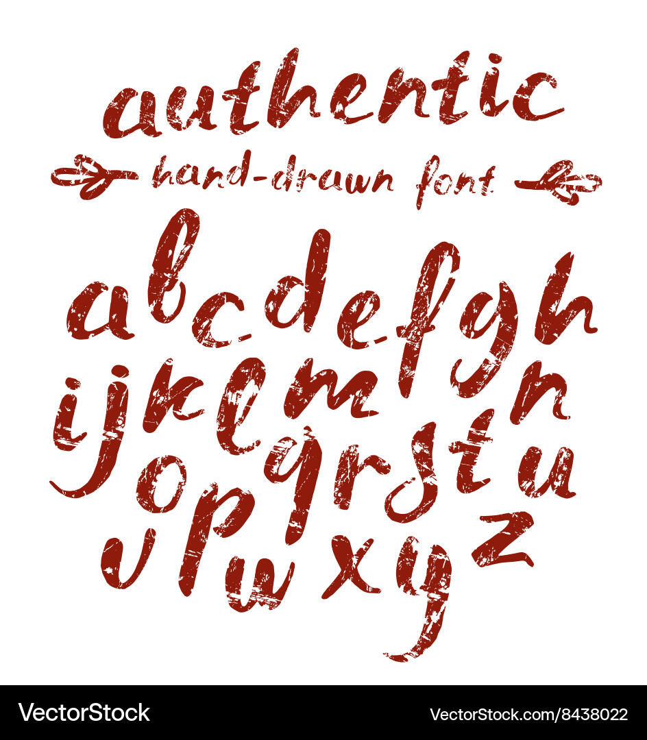 Handwritten brush script with shabby texture vector image