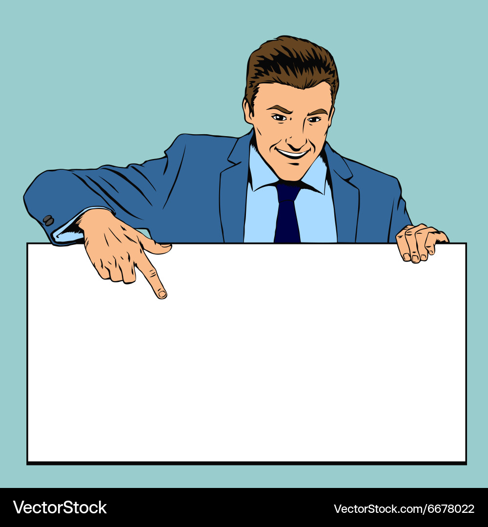 Man Holding Empty Banner Vector Image